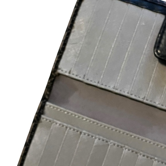 Fossil Madison Tab Clutch Wallet Slim Bi-Fold Black Taupe Geo Print PVC 7.5x3.5 - Picture 6 of 9